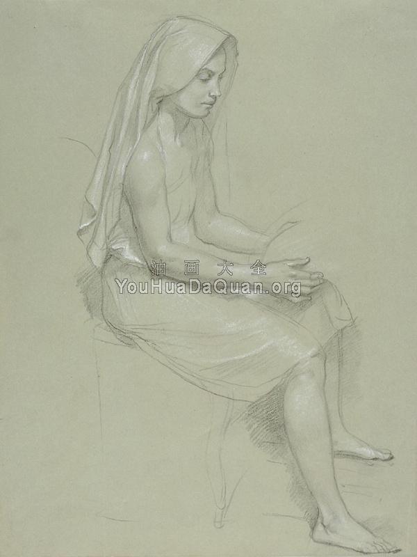 Study of a Seated Veiled Female Figure - 威廉·阿道夫·布格罗